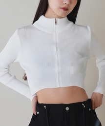 【ZOZO限定】ジップアップ クロップド ニット