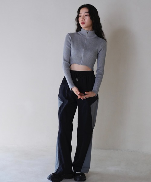 セール】【ZOZO限定】ジップアップ クロップド ニット（ニット
