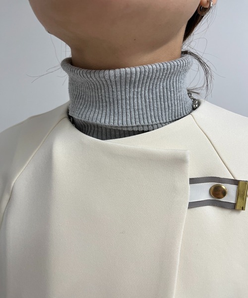 un dix cors（アンディコール）の「ポンチノーカラーコート（ノーカラーコート・レディース・ブラック/オフホワイト/ネイビー・FREE）」の15枚目の写真