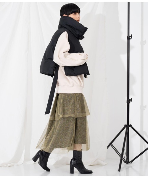 Settimissimo（セッティミッシモ）の「サイドオープン ファイバーダウン ショートベスト ジレ（ダウンベスト・レディース・アイボリー/ブラック・M）」の20枚目の写真