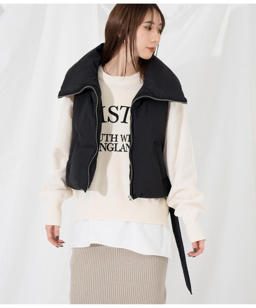 Settimissimo（セッティミッシモ）の「サイドオープン ファイバーダウン ショートベスト ジレ（ダウンベスト・レディース・アイボリー/ブラック・M）」の18枚目の写真