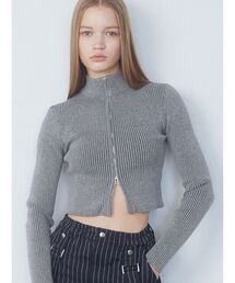EMODA | プレーティングリブジップニット(ニット/セーター)