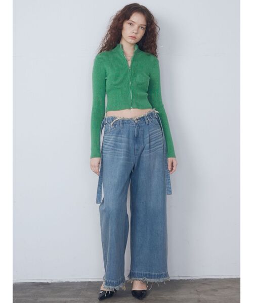 EMODA(エモダ)の「プレーティングリブジップニット(ニット/セーター・レディース・ブルー/ブラック/グレー/オレンジ/アイボリー/グリーン・FREE)」の10枚目の写真