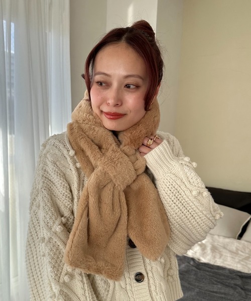 DISCOAT（ディスコート）の「ファーBIGフード付きティペット（マフラー