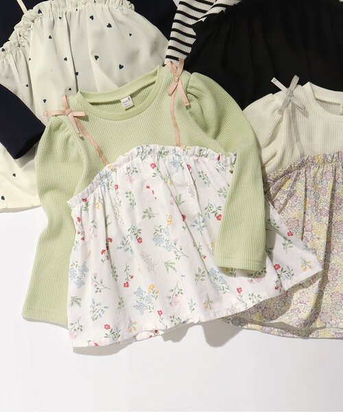 apres les cours（アプレレクール）の「ワッフルドッキングフレアTシャツ（Tシャツ/カットソー・キッズ・ラベンダー/サックスブルー/ミント/ネイビー/その他2・100/120/130/90/110/140/80）」の2枚目の写真