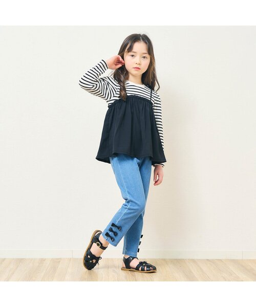 apres les cours（アプレレクール）の「ワッフルドッキングフレアTシャツ（Tシャツ/カットソー・キッズ・ラベンダー/サックスブルー/ミント/ネイビー/その他2・100/120/130/90/110/140/80）」の11枚目の写真