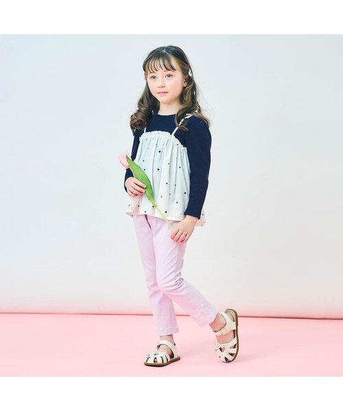 apres les cours（アプレレクール）の「ワッフルドッキングフレアTシャツ（Tシャツ/カットソー・キッズ・ラベンダー/サックスブルー/ミント/ネイビー/その他2・100/120/130/90/110/140/80）」の13枚目の写真