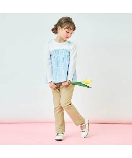 apres les cours（アプレレクール）の「ワッフルドッキングフレアTシャツ（Tシャツ/カットソー・キッズ・ラベンダー/サックスブルー/ミント/ネイビー/その他2・100/120/130/90/110/140/80）」の15枚目の写真