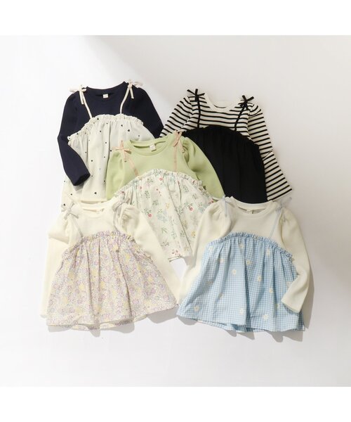 apres les cours（アプレレクール）の「ワッフルドッキングフレアTシャツ（Tシャツ/カットソー・キッズ・ラベンダー/サックスブルー/ミント/ネイビー/その他2・100/120/130/90/110/140/80）」の17枚目の写真