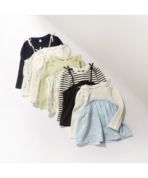 apres les cours（アプレレクール）の「ワッフルドッキングフレアTシャツ（Tシャツ/カットソー・キッズ・ラベンダー/サックスブルー/ミント/ネイビー/その他2・100/120/130/90/110/140/80）」の18枚目の写真