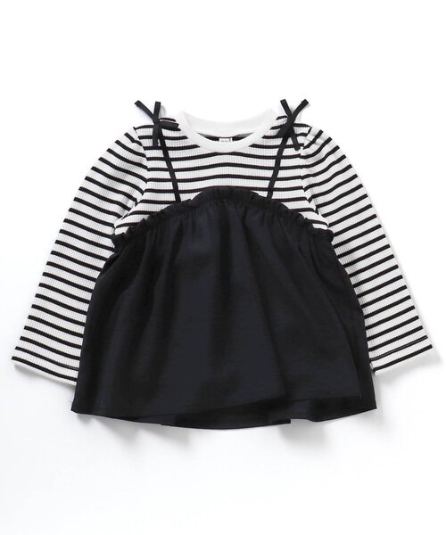 apres les cours（アプレレクール）の「ワッフルドッキングフレアTシャツ（Tシャツ/カットソー・キッズ・ラベンダー/サックスブルー/ミント/ネイビー/その他2・100/120/130/90/110/140/80）」の21枚目の写真