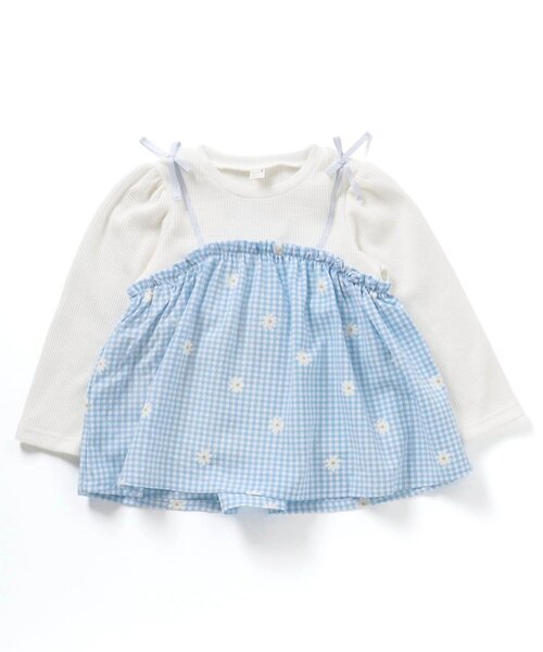 apres les cours（アプレレクール）の「ワッフルドッキングフレアTシャツ（Tシャツ/カットソー・キッズ・ラベンダー/サックスブルー/ミント/ネイビー/その他2・100/120/130/90/110/140/80）」の6枚目の写真