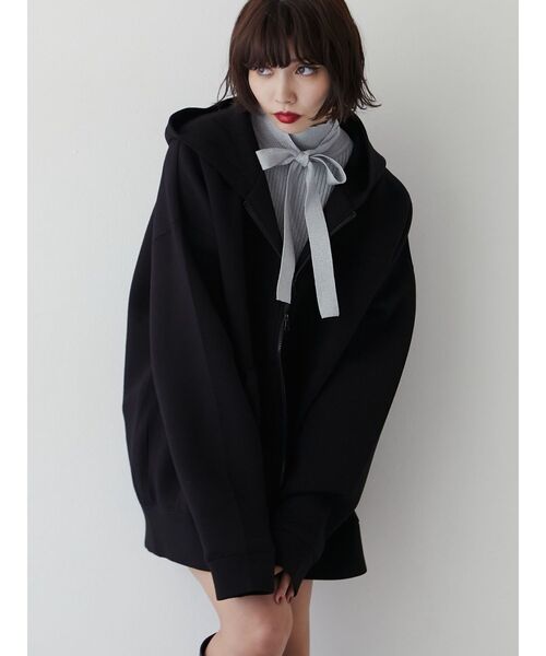 jouetie（ジュエティ）の「ダブルジップBIGフーディ（パーカー・レディース・アイボリー/ブラック・MEDIUM）」の4枚目の写真