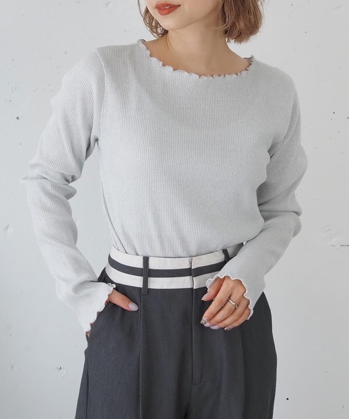 tiptop（ティップトップ）の「テレコメローロンT（Tシャツ/カットソー・レディース・グリーン/A/アイボリー/ブラック/ホワイト系その他/ブラック系その他・FREE）」の3枚目の写真