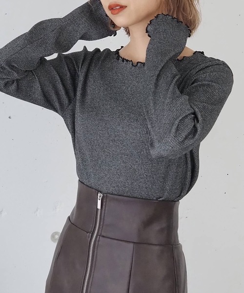 tiptop（ティップトップ）の「テレコメローロンT（Tシャツ/カットソー・レディース・グリーン/A/アイボリー/ブラック/ホワイト系その他/ブラック系その他・FREE）」の5枚目の写真