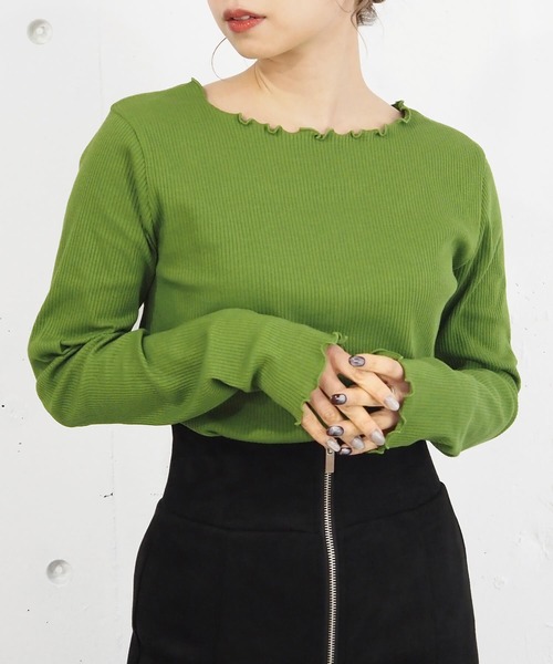 tiptop（ティップトップ）の「テレコメローロンT（Tシャツ/カットソー・レディース・グリーン/A/アイボリー/ブラック/ホワイト系その他/ブラック系その他・FREE）」の12枚目の写真