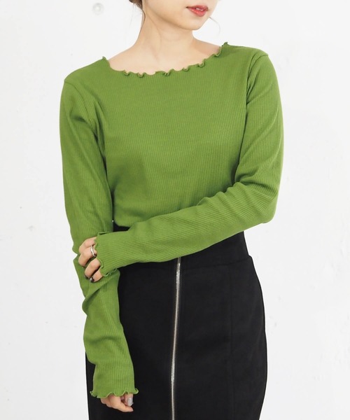 tiptop（ティップトップ）の「テレコメローロンT（Tシャツ/カットソー・レディース・グリーン/A/アイボリー/ブラック/ホワイト系その他/ブラック系その他・FREE）」の13枚目の写真