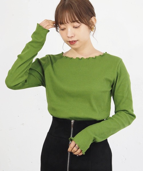 tiptop（ティップトップ）の「テレコメローロンT（Tシャツ/カットソー・レディース・グリーン/A/アイボリー/ブラック/ホワイト系その他/ブラック系その他・FREE）」の14枚目の写真