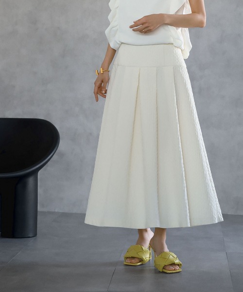pekopoko】eldo エルド ピンタックロングスカート ホワイト