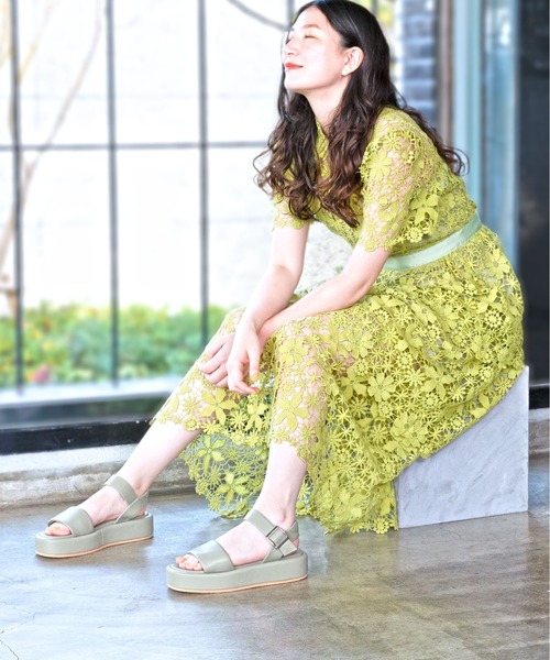 enchanted(エンチャンテッド)の「パデットプラットフォームサンダル(サンダル・レディース・ライトグリーン/レッド/ブラック/アイボリー・S/M/L/LL)」の13枚目の写真