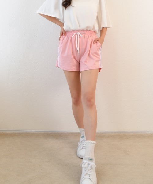 セール】パイピングがアクセント配色ショートパンツ（スウェット