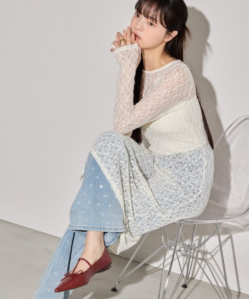 paravion（パラビオン）の「シアーレースワンピース（ワンピース・レディース・ブラック/アイボリー・FREE）」の5枚目の写真