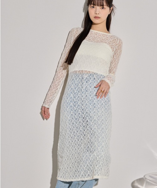 paravion（パラビオン）の「シアーレースワンピース（ワンピース・レディース・ブラック/アイボリー・FREE）」の7枚目の写真