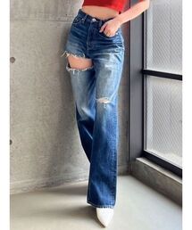GYDA | SIDE RIPPEDストレートワイドデニムパンツ(デニムパンツ)