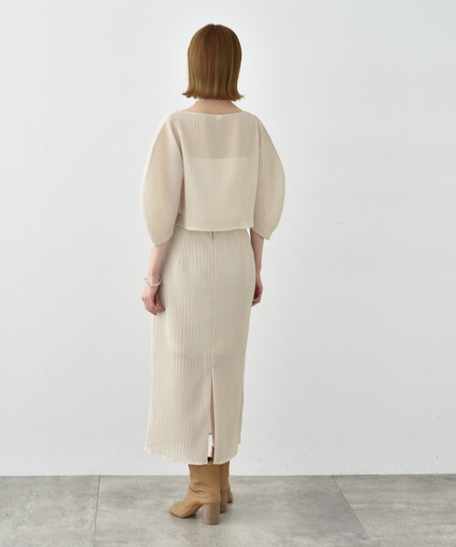 CODE A(コードエー)の「sheer pleats skirt(スカート・レディース・ホワイト/ライトベージュ/ブラック・38/36)」の8枚目の写真