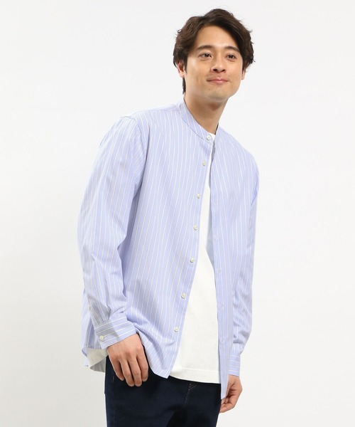 GLOBAL WORK Smile Seed Store(グローバルワーク スマイルシードストア)の「バンドカラーシャツ長袖/976942(シャツ/ブラウス・メンズ・ブルー系その他/ブルー系その他4/グレー系その他5/セージグリーン/ブルー系その他3・LARGE/X-LARGE/SMALL/MEDIUM)」の1枚目の写真