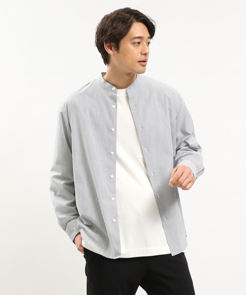 GLOBAL WORK Smile Seed Store(グローバルワーク スマイルシードストア)の「バンドカラーシャツ長袖/976942(シャツ/ブラウス・メンズ・ブルー系その他/ブルー系その他4/グレー系その他5/セージグリーン/ブルー系その他3・LARGE/X-LARGE/SMALL/MEDIUM)」の2枚目の写真