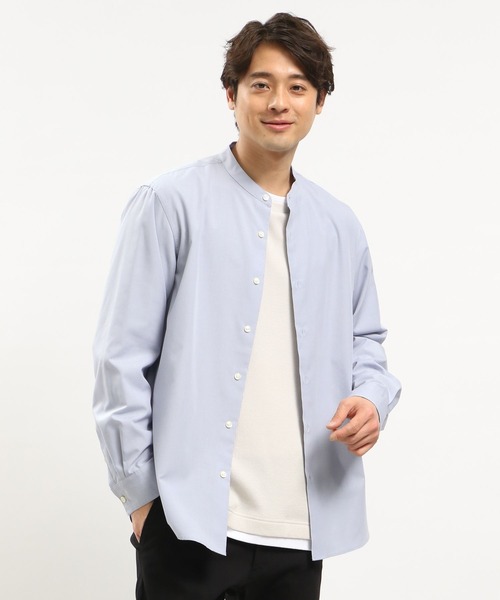 GLOBAL WORK Smile Seed Store(グローバルワーク スマイルシードストア)の「バンドカラーシャツ長袖/976942(シャツ/ブラウス・メンズ・ブルー系その他/ブルー系その他4/グレー系その他5/セージグリーン/ブルー系その他3・LARGE/X-LARGE/SMALL/MEDIUM)」の4枚目の写真