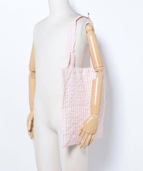 HALEY PESCA（ヘーリーペスカ）の「HALEY PESCA/【A4収納可】パステルカラー　チェックトートバッグ（トートバッグ・レディース・イエロー/グリーン/ピンク/パープル/ブラック・FREE）」の9枚目の写真