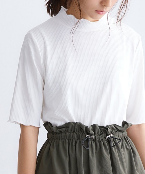 nissen(ニッセン)の「細リブハイネック5分袖カットソートップス(Tシャツ/カットソー・レディース・オフホワイト/ブラック/アイボリー/ホワイト系/コーラルピンク・S/M/L/LL)」の18枚目の写真