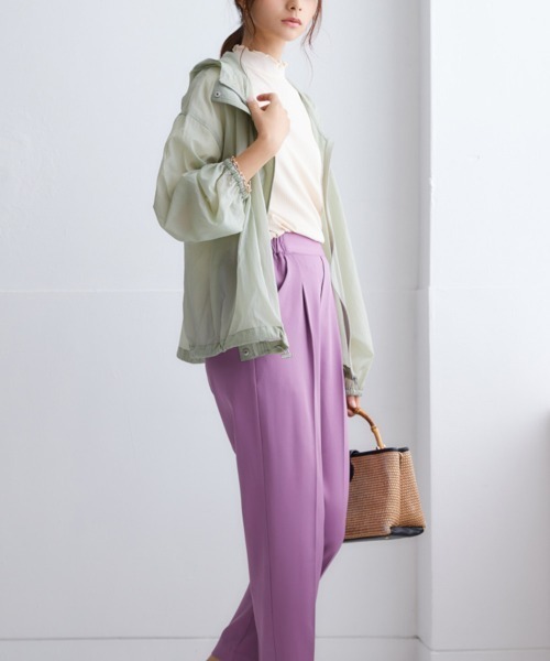 セール】細リブハイネック5分袖カットソートップス（Tシャツ