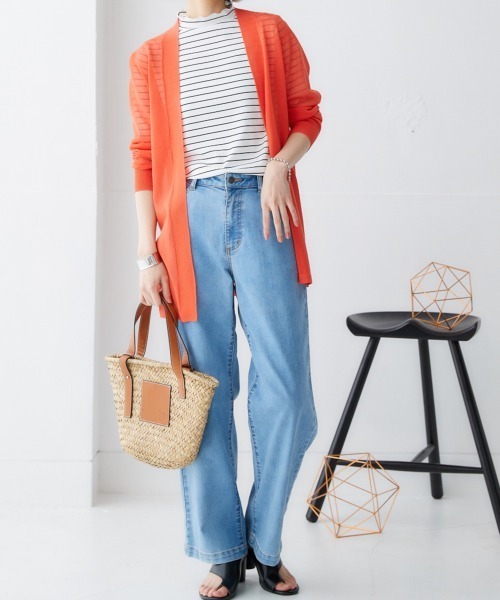 nissen(ニッセン)の「細リブハイネック5分袖カットソートップス(Tシャツ/カットソー・レディース・オフホワイト/ブラック/アイボリー/ホワイト系/コーラルピンク・S/M/L/LL)」の7枚目の写真