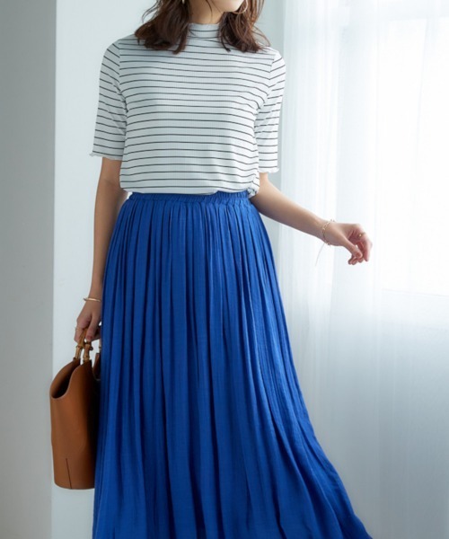 nissen(ニッセン)の「細リブハイネック5分袖カットソートップス(Tシャツ/カットソー・レディース・オフホワイト/ブラック/アイボリー/ホワイト系/コーラルピンク・S/M/L/LL)」の10枚目の写真