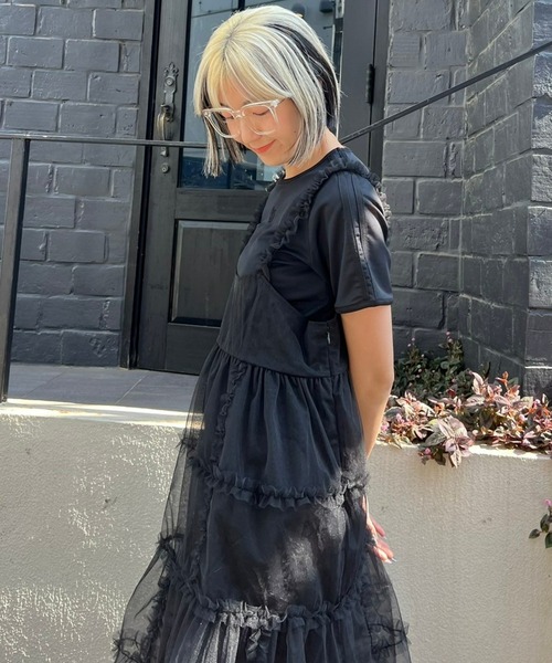 Candy Stripper（キャンディストリッパー）の「ROMANESQUE FRILL CAMISOLE ドレス（ワンピース・レディース・グレー/オフホワイト/ブラック・2）」の10枚目の写真