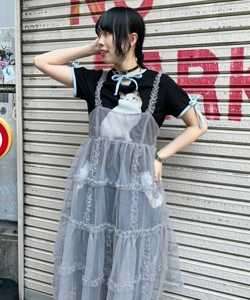 Candy Stripper（キャンディストリッパー）の「ROMANESQUE FRILL CAMISOLE ドレス（ワンピース・レディース・グレー/オフホワイト/ブラック・2）」の18枚目の写真