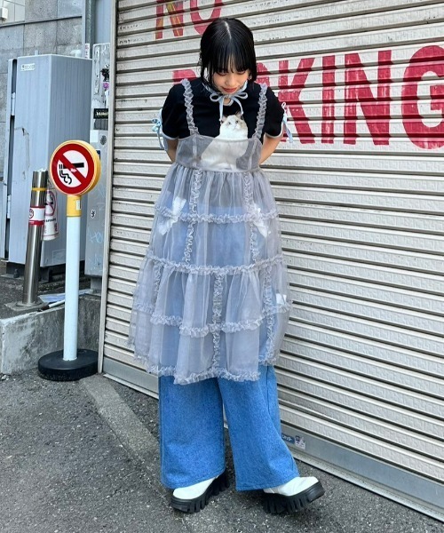 Candy Stripper（キャンディストリッパー）の「ROMANESQUE FRILL CAMISOLE ドレス（ワンピース・レディース・グレー/オフホワイト/ブラック・2）」の21枚目の写真