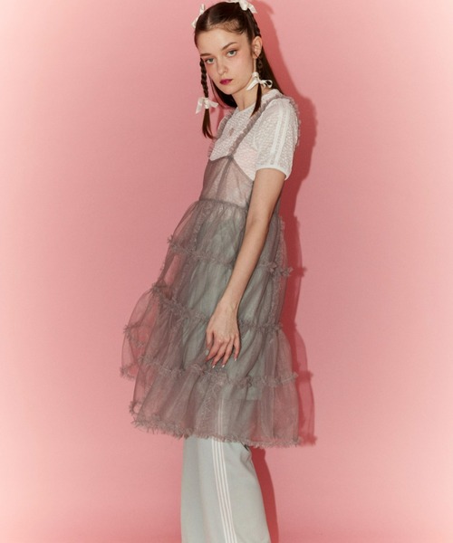 Candy Stripper（キャンディストリッパー）の「ROMANESQUE FRILL CAMISOLE ドレス（ワンピース・レディース・グレー/オフホワイト/ブラック・2）」の8枚目の写真