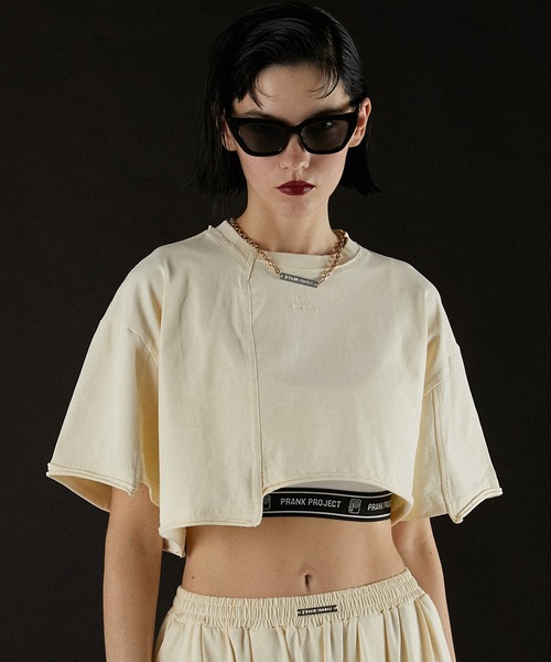 PRANK PROJECT(プランクプロジェクト)の「ブリーチショートTEE / Bleached Short Tee(Tシャツ/カットソー・レディース・オフホワイト/カーキ/チャコールグレー・FREE)」の2枚目の写真