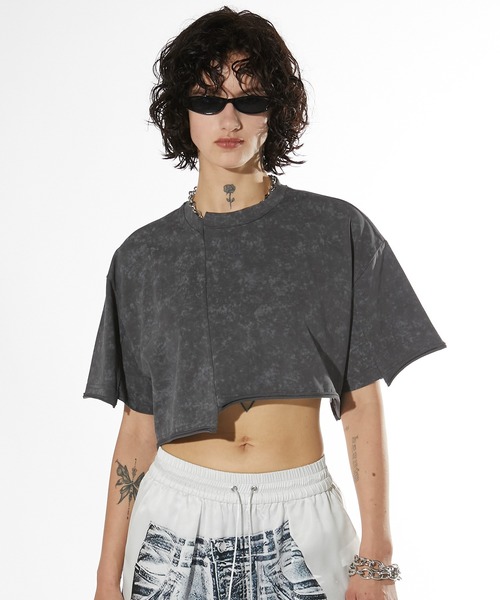 PRANK PROJECT(プランクプロジェクト)の「ブリーチショートTEE / Bleached Short Tee(Tシャツ/カットソー・レディース・オフホワイト/カーキ/チャコールグレー・FREE)」の3枚目の写真