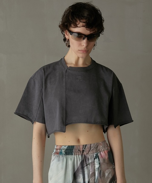 PRANK PROJECT(プランクプロジェクト)の「ブリーチショートTEE / Bleached Short Tee(Tシャツ/カットソー・レディース・オフホワイト/カーキ/チャコールグレー・FREE)」の6枚目の写真