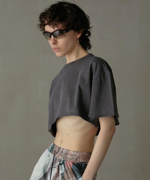 PRANK PROJECT(プランクプロジェクト)の「ブリーチショートTEE / Bleached Short Tee(Tシャツ/カットソー・レディース・オフホワイト/カーキ/チャコールグレー・FREE)」の7枚目の写真