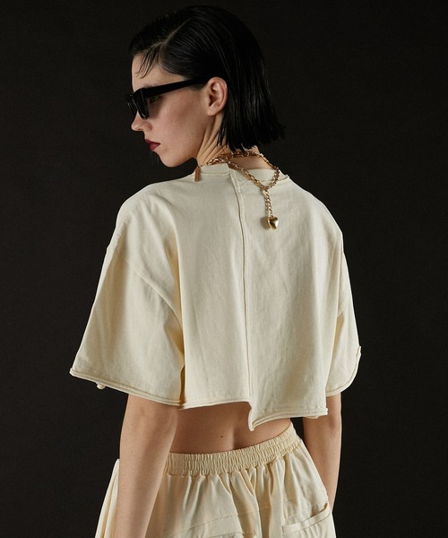 PRANK PROJECT(プランクプロジェクト)の「ブリーチショートTEE / Bleached Short Tee(Tシャツ/カットソー・レディース・オフホワイト/カーキ/チャコールグレー・FREE)」の22枚目の写真