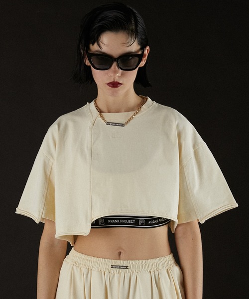 PRANK PROJECT(プランクプロジェクト)の「ブリーチショートTEE / Bleached Short Tee(Tシャツ/カットソー・レディース・オフホワイト/カーキ/チャコールグレー・FREE)」の21枚目の写真
