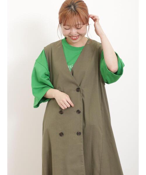 Samansa Mos2（サマンサ モスモス）の「【抗菌防臭】毎日着たい!お気に入りの刺繍T（Tシャツ/カットソー・レディース・グリーン/オフホワイト/グレー/ブルー・F）」の22枚目の写真