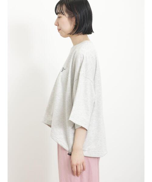 Samansa Mos2（サマンサ モスモス）の「【抗菌防臭】毎日着たい!お気に入りの刺繍T（Tシャツ/カットソー・レディース・グリーン/オフホワイト/グレー/ブルー・F）」の12枚目の写真