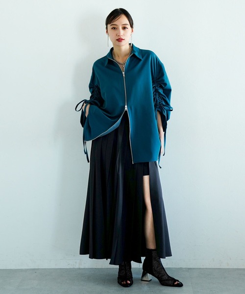 HARE（ハレ）の「アシメプリーツスリットスカート(HARE)（スカート・レディース・ブラック/グレー・FREE）」の5枚目の写真